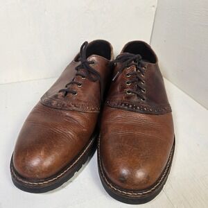Roundtree & Yorke Men's Brown Leather Saddle Shoes Lug Sole Oxford Size 10.5 M